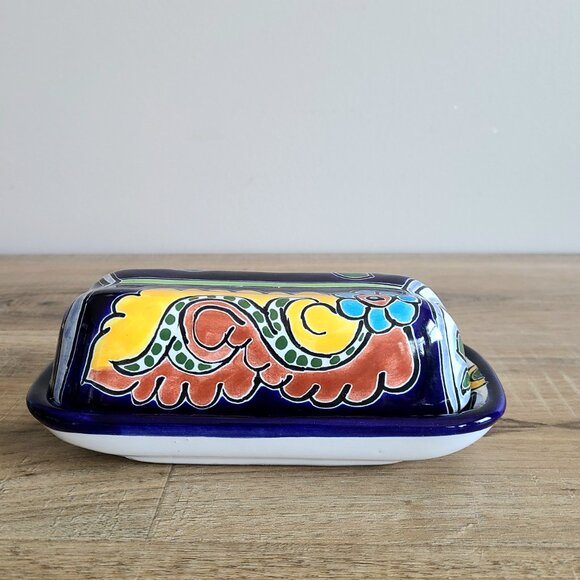 Talavera Mexico hand painted ceramic butter dish. - Picture 2 of 5